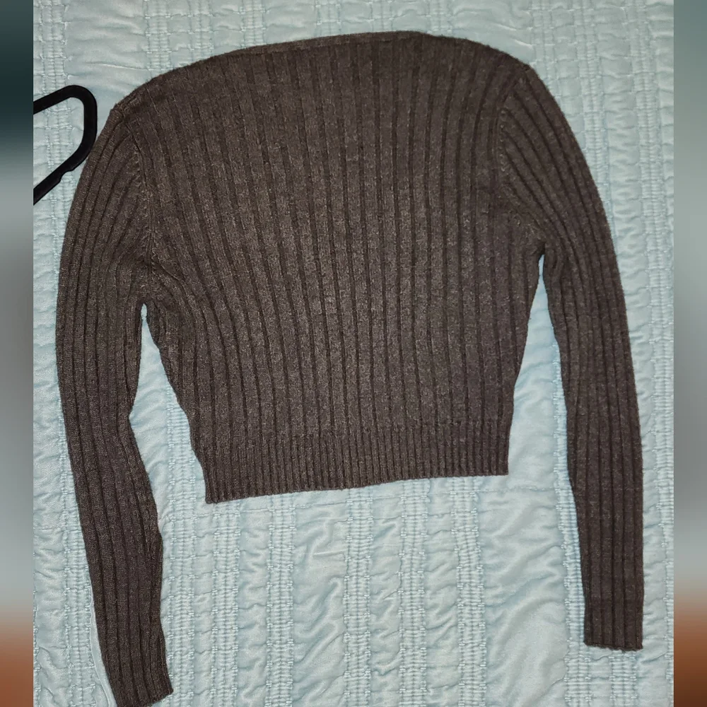 Cali Be Ribbed Wrap Front Sweater On Dark Charcoal Size Medium NWOT - Picture 5 of 8